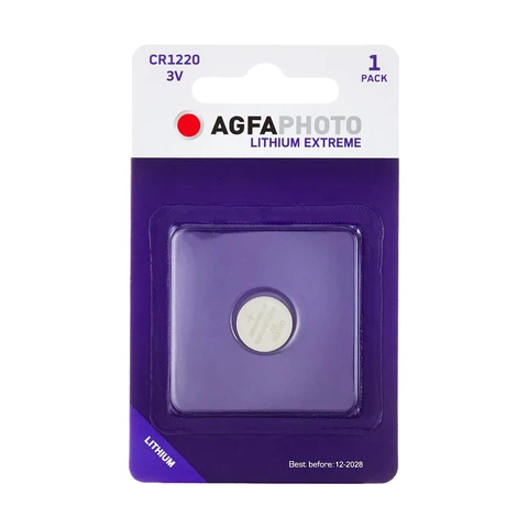 AGFAPHOTO Lithium-Batterie, Knopfzelle, CR1220, 3V Extreme, Retail-Blister (1er-Pack)