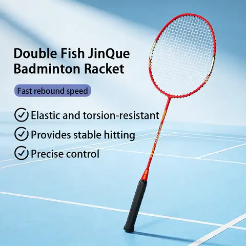 Double Fish JinQue Badminton-Schläger Doppelsatz, Carbon-Aluminium, rot, 1503