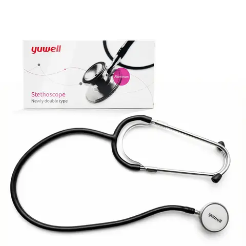 yuwell Stethoskop für Krankenpfleger, Ärzte, Erwachsene, Medizinstudenten – flexibles Doppelkopf-Stethoskop aus Aluminium mit schwarzem Schlauch, für den Heimgebrauch und medizinische Versorgung