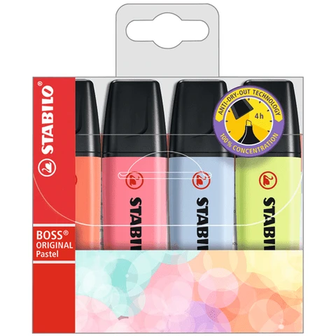 STABILO 4 Crayons pastel Boss Stdo 1 Marqueur