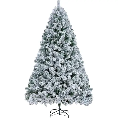 Yaheetech 6FT künstlicher Weihnachtsbaum mit faltbarem Stand, Scharnierkunsttanne mit Schnee, lebensecht, dekorativer Weihnachtsbaum mit 820 PVC-Zweigen, grün & weiß