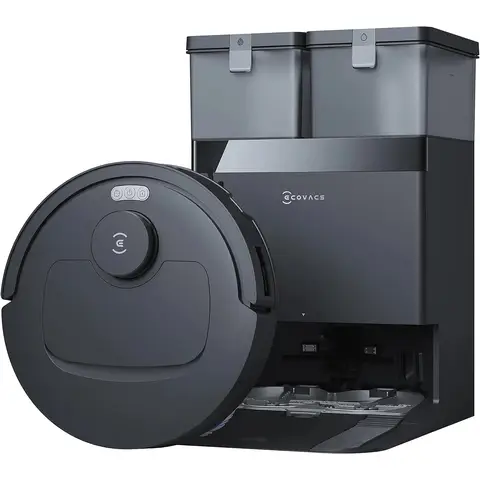 ECOVACS DEEBOT T30e OMNI Saugroboter mit Wischfunktion, 25.000 Pa, ZeroTangle 3.0, OMNI-Station mit automatischer Entleerung & Moppreinigung, TrueDetect 3D, Schwarz