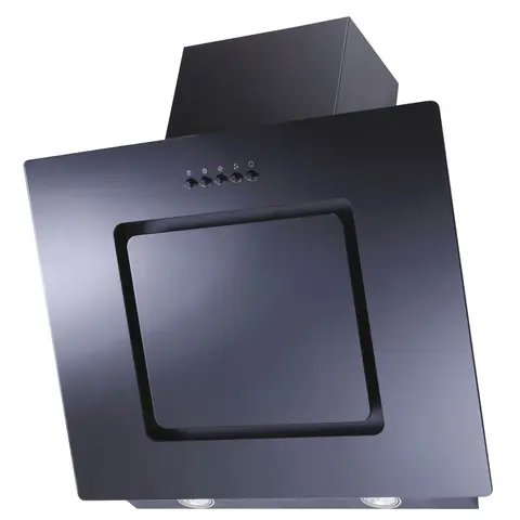CANDY 60 cm Sloped Chimney Hood， Black glass