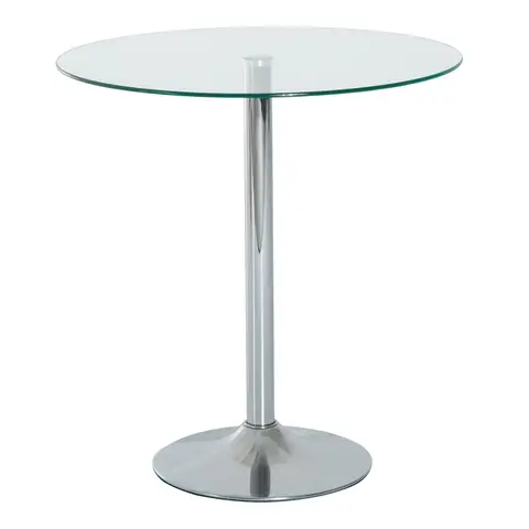 HOMCOM Round Bar Table, Modern Dining Table with Tempered Glass Top and Steel Frame for 2, Easy Assembly for Breakfast Bar, Dining Room, 70 x 70 x 74.5cm, Clear