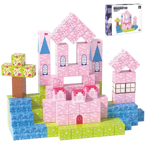 XINQIYUAN Bildungstoys magnetic tiles magnetspielzeug magnetkugeln kinder Qiyuan Bildungstoys Flache Magnetische Bausteine-Set, 76 Stück