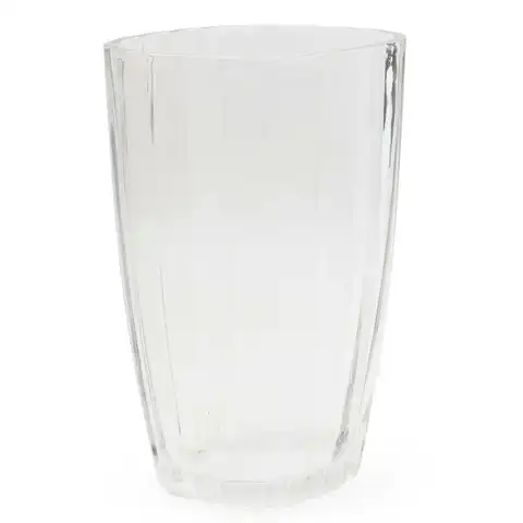 Candlelight Vase Ridged Oval Glass Clear H:24.5cm