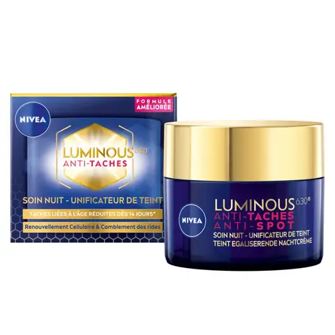 NIVEA Cellular LUMINOUS630 Anti-Spot Egaliserende Nachtcrème Gezicht - Anti-Pigmentvlekken Crème - Met Hyaluronzuur - 50 ml
