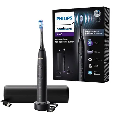Philips Sonicare HX7421/01 Serie 7100 Elektrische Zahnbürste, Schwarz, Reinigungstechnologie: Schalltechnologie