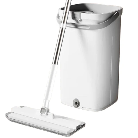 ochama×J.ZAO Flat Mop with Scraper Bucket, Clean and Dirty Water Separation, Hands-free Floor Cleaning Mop Set (New S20)
