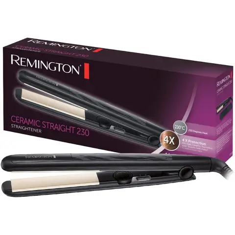 Remington Ceramic Straight Hair Straightener S3500 (4x protection: anti-static ceramic tourmaline coating - even heat distribution, less static charge & silky shine)