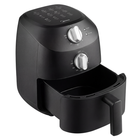 Midea air fryer sans huile 2 L compacte, 1150 W, panier antiadhésif facile à nettoyer et compatible lave-vaisselle, conception peu encombrante pour petites cuisines, modèle MAF20P0BPK