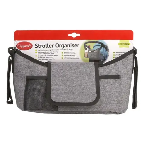 Clippasafe Stroller Organiser   33cm x 18cm x 14cm  Grey
