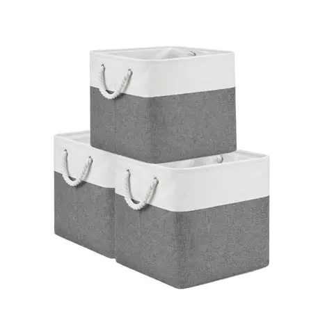 Set of 3 Foldable 28×28cm Fabric Storage Cube Organizer Bins, Closet Drawers for Shelving and Bedroom