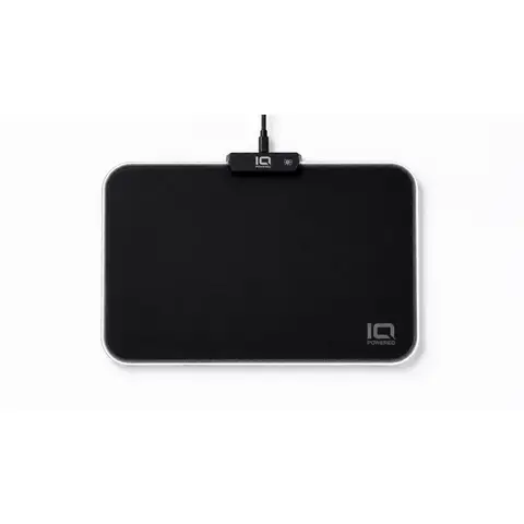 IQ POWERED KALI RGB Gaming-Mauspad, LED-Beleuchtung, 9 Leuchtmodi, 34,5 × 24,5 cm, glattes Stoffobermaterial, rutschfeste Gummibasis, USB-betrieben