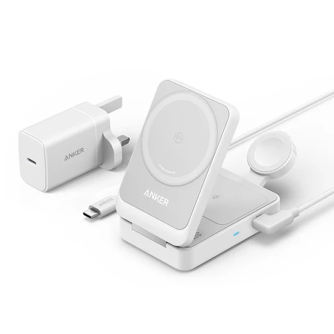 Anker B2557321 oplader voor mobiele apparatuur Hoofdtelefoons, Headset, Smartphone, Smartwatch Wit AC Draadloos opladen Snel opladen Binnen