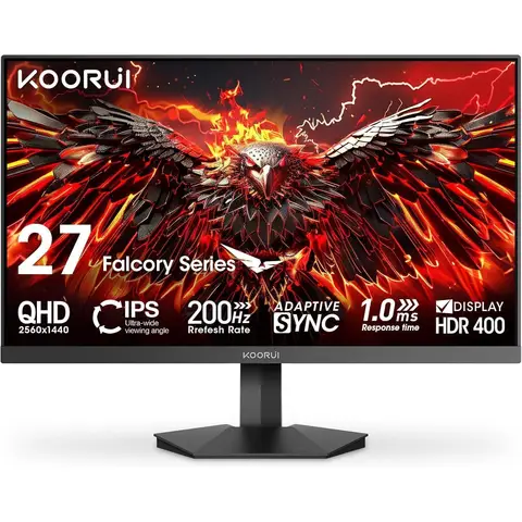 KOORUI G2721P Moniteur 27 pouces IPS QHD 200 Hz, 2x HDMI 2.0, DisplayPort 1.4, Audio
