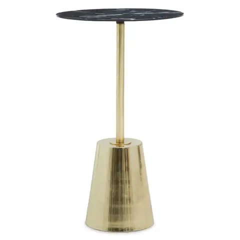 Interiors by Premier Side Table Avola Gold Finish/Black Marble Effect Top