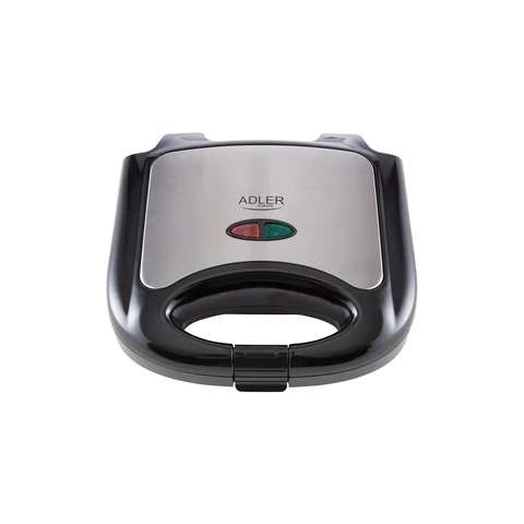 ADLER AD 3015 Sandwichmaker 850W Edelstahl-Design Antihaftbeschichtete Platten Schwarz