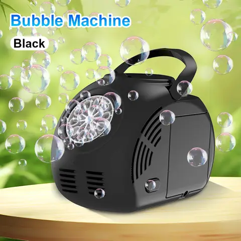 Tragbarer, handlicher automatischer Seifenblasenapparat – Schwarz, elektrischer Seifenblasenapparat, einfache Bedienung und Handhabung, LED-Lichter für Partys und Outdoor-Unterhaltung, Seifenblasenapparat für Partys und Outdoor-Unterhaltung, Geschenk/Festtagsüberraschung