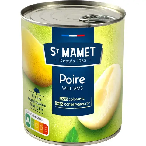 ST MAMET Poires williams au sirop sans conservateurs - 850 g