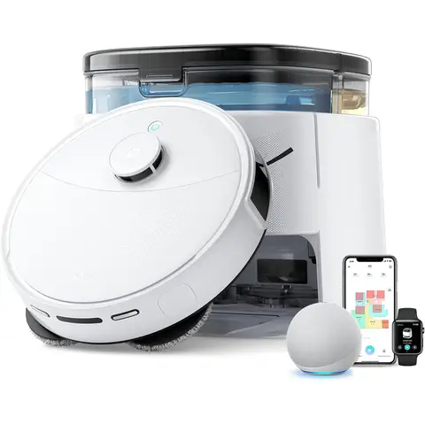 LEFANT M3 Robot Vacuum Cleaner, All-in-one Base Station,12,000 Pa Suction, 220 min Battery, DToF Navigation, PSD Obstacle Avoidance Technology, Double Rotary Cloth