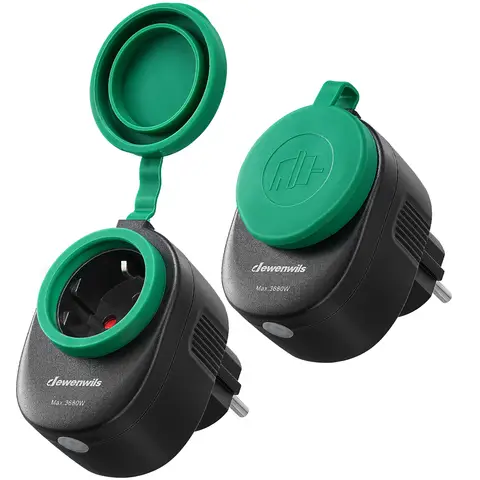 Dewenwils WLAN Smart-Außensteckdose, 3680 W, IP44 wasserdicht, kompatibel mit Alexa, Google Home und IFTTT, kein Hub erforderlich, 2er-Pack