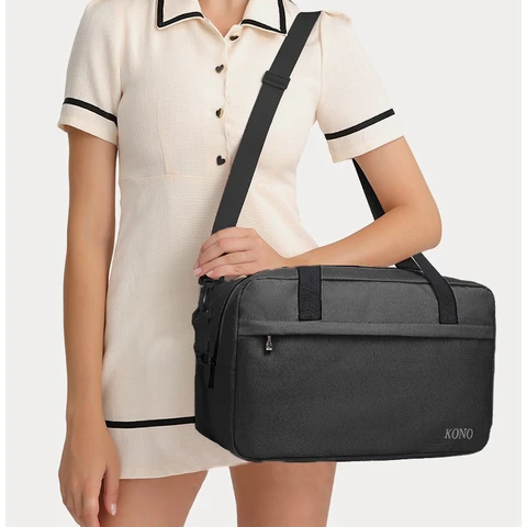 kono Compact Soft Duffel Travel Bag with Shoulder Strap, Lightweight Carry Bag for Flights, Sports & Short Trips, 14L Unisex Holdall (Black)