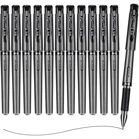 M&G ExpertGel Gel Pens, 12 Pack Black Ink Gel Pens, Medium Point 0.7 mm, Quick Dry, Smooth Writing Gel Ink Pens with Anti-Slip Grip and Cap for Office and School