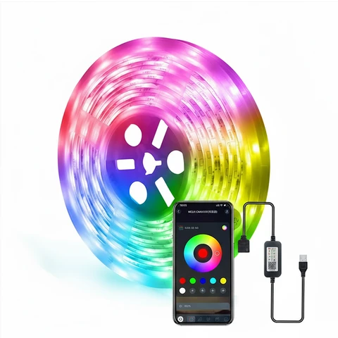 VIVREAL USB LED-lichtstrip, meerkleurige achtergrondverlichting, 16,4 ft, RGB-verlichting, HM-5-12, Jaarverloopactie, top cadeauopties