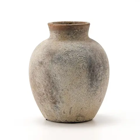 Daisy Darcy rustieke terracotta bloemenvaas, 6 inch hoog, schattige boho-stijl woondecoratie, voor decoratie van de woonkamer, tafel, plank en open haard, landelijke stijl, grijs