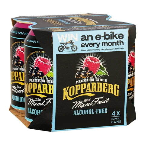 Kopparberg Alcohol-Free Premium Cider With Mixed Fruit 4 X 330ml