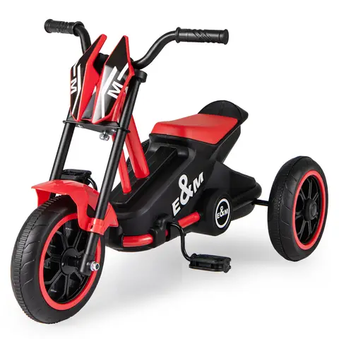 Costway Vélo enfant à trois roues avec pédales et guidon Rouge