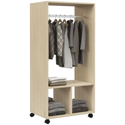 Armoire penderie armoire de rangement mobile panneaux de particules blanc