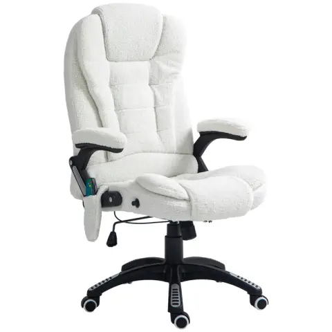Vinsetto Office Chair with Massager & Heating Boucle Effect White