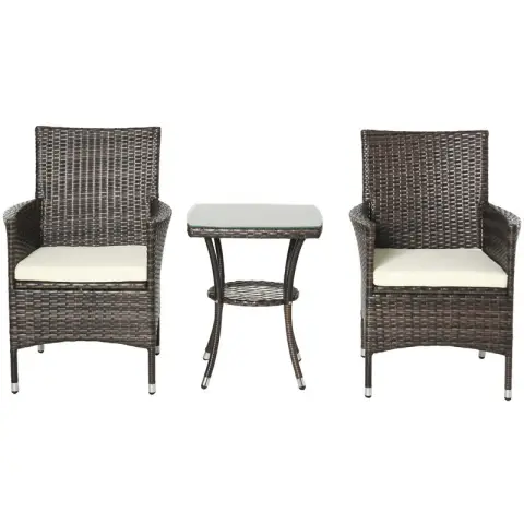 Outsunny 3 Piece Rattan Bistro Set