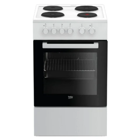 Beko FSS56000GW freistehende Kochfeld-Kombination / 50 cm / SteamShine Reinigung / Flash Kochfeld / Weiß [Energieklasse A]