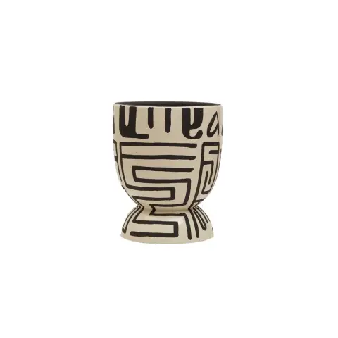 Barren Earthenware White And Black Planter