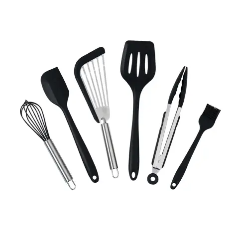Maxcook 6PCS Nonstick Kitchen Silicone Utensils Set with Spatula, Turner, Whisk, Brush, Tongs