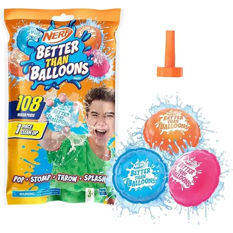 Nerf Besser als Ballons Wasserspielzeug, 108 Wasser-Kapseln, Einfach zu Befüllen, Perfekt für Wasserschlachten unter Freunden, für Jungen und Mädchen