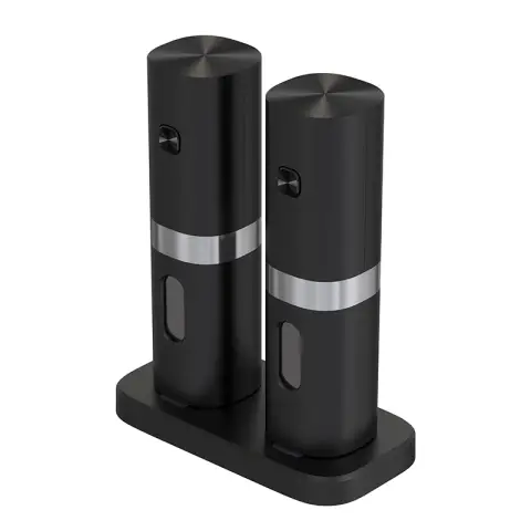 CUISYNC Electric Grinder Set - Adjustable Coarseness with Charging Base 2-Pack Black KYMQ-7C