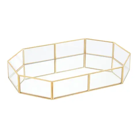 Vintage Glass Octagonal Jewellery Tray