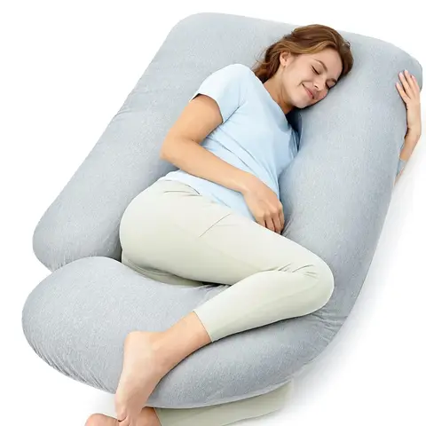 Momcozy Cool-Touch U-Shaped Double-Sided Pregnancy Pillow (Gray)