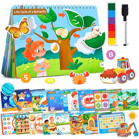 JoyCat Preschool Busy Book for Toddlers 4-5, Learning Activities Books, Educational Sensory Toys, Autism Learning Material, Back to School, Birthdays Presents for Boys Girls (STEAM)