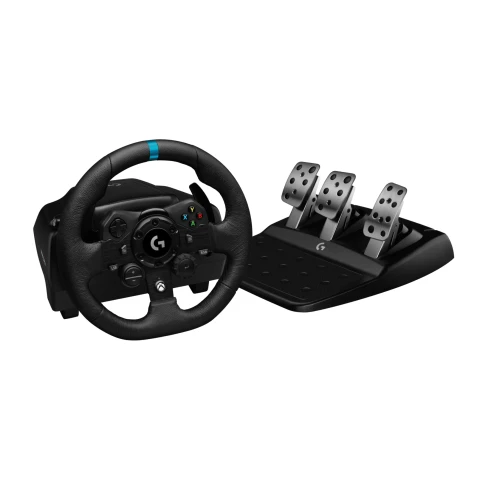 Logitech G923 TRUEFORCE Gaming-Rennlenkrad mit Pedalen, Kraftrückkopplung bis 1000 Hz, Reaktionsschnelles Pedal, Doppelkupplungssystem, Für Xbox Series X|S Xbox One PC, UK-Stecker, Schwarz