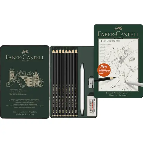 Faber-Castell Pitt, Matt Graphite Pencils, Tin of 11