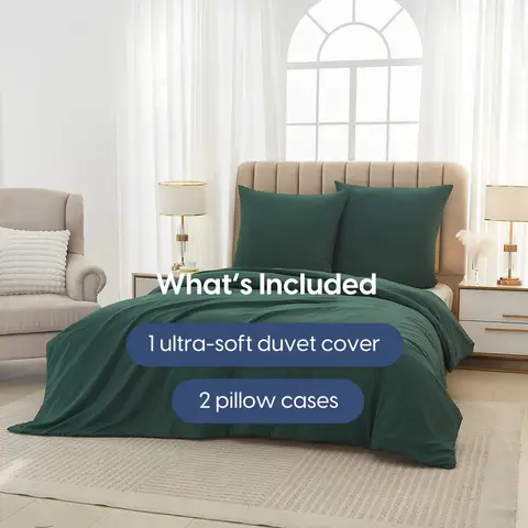 Meeallhome gewassen geborstelde dekbedovertrekset 240×220cm / 65×65cm×2 donker groen