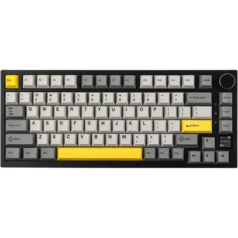 AJAZZ AK820 Pro 75% Gasket Mechanical Keyboard, Tri-Mode Wired/Bluetooth/2.4G, TFT Display, RGB Backlit, Hot-Swappable, Sound-Dampening Foam, PBT Keycaps, Compatible with Win/Mac/PC-Gift Switch Gray