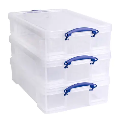 Really Useful Plastic Storage Box 33L Clear (Pack of 3)