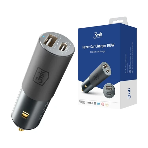 3mk Hyper Auto-Ladegerät USB-C USB-A 100W - Silber