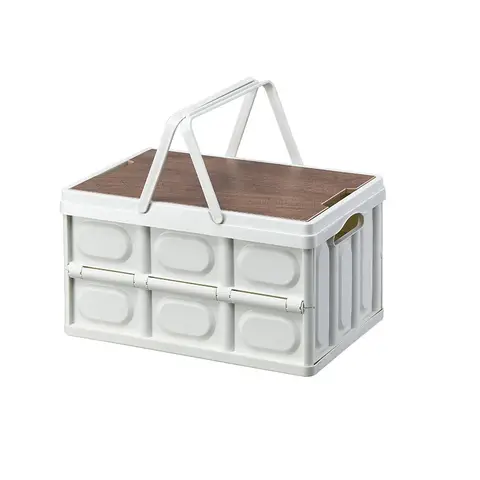 WINPEX Foldable basket with wood clappers and handles-Large size